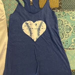 Women's Blue Heart Baseball Tank Top